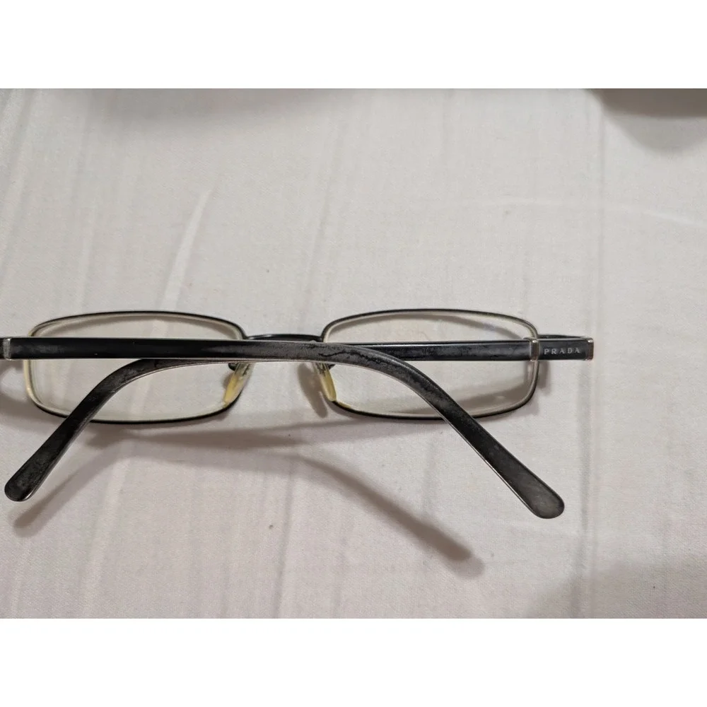 Mens Unisex Prada Eyeglasses Full Frame Wire Rim Rectangle Black VPR 65G 1B0-101
